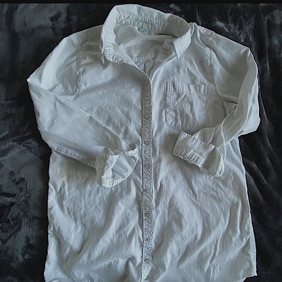 aerie Tops - Aerie Oversized White Bohemian Button Up Shirt: Size XL